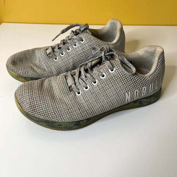 Nobull Athletic Trainer Shoes M9.5 W11 Unisex Gray Heather Camo Sole Lace Up - Picture 1 of 8